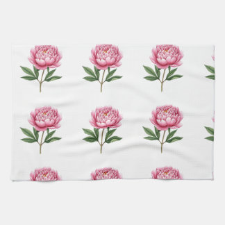 Elegant Blush Pink Peony Watercolor Floral Pattern Theedoek