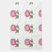 Elegant Blush Pink Peony Watercolor Floral Pattern Theedoek (Verticaal)