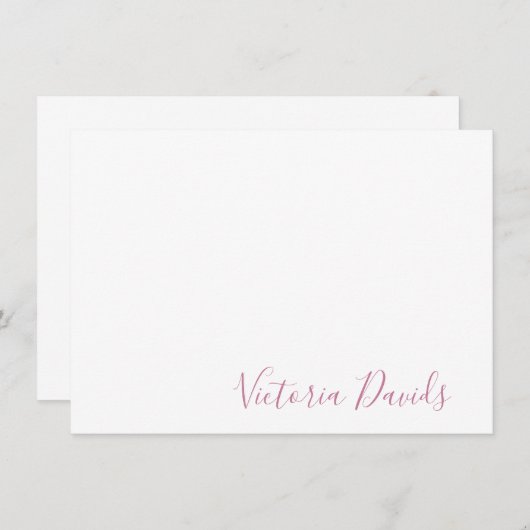 Elegant Blush Pink Personalized Signature Script Notitiekaartje (Voorkant / Achterkant)