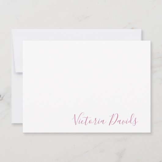 Elegant Blush Pink Personalized Signature Script Notitiekaartje (Voorkant)