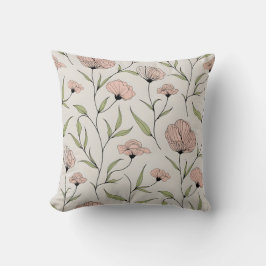 Elegant Blush Pink Poppies Bloemenpatroon Kussen