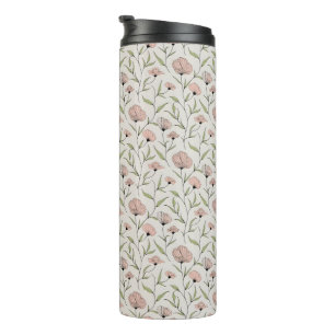 Elegant Blush Pink Poppies Bloemenpatroon Thermosbeker