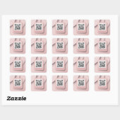 Elegant Blush Pink QR Code Sticker voor bedrijven (Vel)