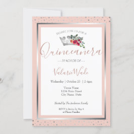 Elegant Blush Pink Quinceanera Budget Uitnodiging