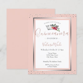 Elegant Blush Pink Quinceanera Budget Uitnodiging