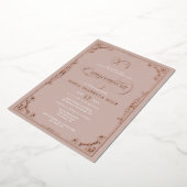 Elegant Blush Pink Quinceañera Roos Gold Folie Uitnodiging (Gedraaid)