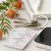 Elegant Blush Pink | Roos Gold Folie Monogram Foto Sleutelhanger (Voorkant Rechts)