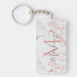 Elegant Blush Pink | Roos Gold Folie Monogram Foto Sleutelhanger