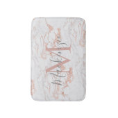 Elegant Blush Pink | Roos goudfolie monogram Badmat (Voorkant Verticaal)