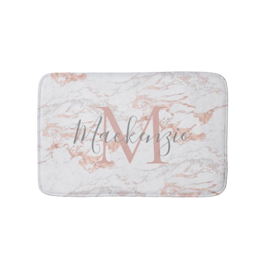 Elegant Blush Pink | Roos goudfolie monogram Badmat (Voorkant)
