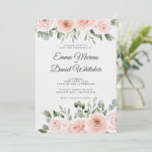 Elegant Blush Pink Rose and Sage Green Wedding Kaart (Staand voorkant)
