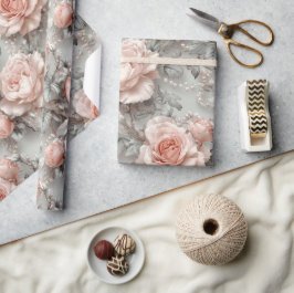 Elegant Blush Pink Rose Bloemen Cadeaupapier
