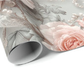 Elegant Blush Pink Rose  Bloemen Cadeaupapier (Rol Hoek)
