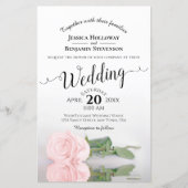 Elegant Blush Pink Rose BUDGET Weddenschap Uitnodi (Voorkant)