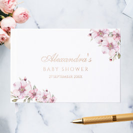 Elegant Blush Pink Rose Floral Baby shower Gastenboek