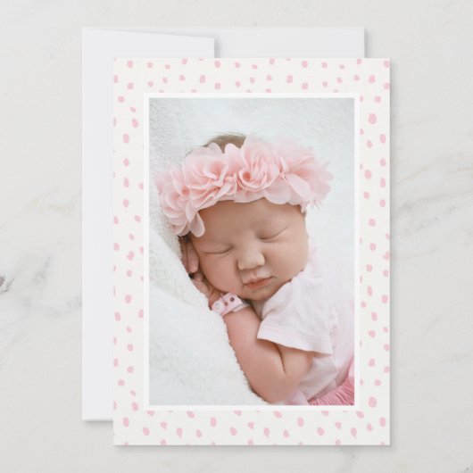 Elegant Blush Pink Rose Floral Foto Baby geboorte Aankondiging (Achterkant)