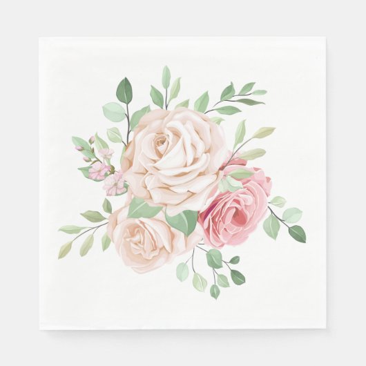 Elegant Blush Pink Rose Floral Servet (Voorkant)