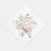 Elegant Blush Pink Rose Floral Servet (Hoek)