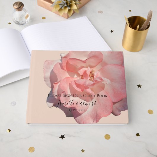 Elegant Blush Pink Rose Floral Wedding Reception Gastenboek (Voorkant open)