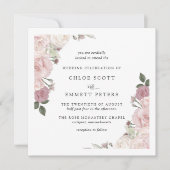 Elegant Blush Pink Rose Floral Wedding Uitnodiging (Voorkant)