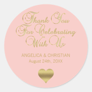 Elegant Blush Pink Rose Gold Bedankt voor je bruil Ronde Sticker