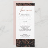 ELEGANT BLUSH PINK ROSE GOLD BLACK FLORAL MENU (Voorkant / Achterkant)