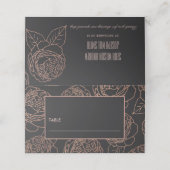ELEGANT BLUSH PINK ROSE GOLD BLACK FLORAL WEDING PLAATSKAARTJE (Buitenkant ongevouwen)