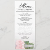 Elegant Blush Pink Rose met Reflectie Weddenschap Menu (Voorkant)