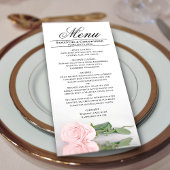 Elegant Blush Pink Rose met Reflectie Weddenschap Menu