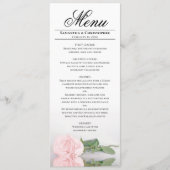 Elegant Blush Pink Rose met Reflectie Weddenschap Menu (Voorkant)