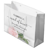 Elegant Blush Pink Rose Posh Maid of Honor Wedding Groot Cadeauzakje (Voorkant Gekanteld)