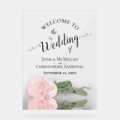 Elegant Blush Pink Rose Romantic Wedding Welcome Acryl Bord (Voorkant)
