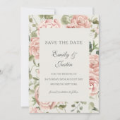 Elegant Blush Pink Rose Save the Date Wedding Invi Kaart (Voorkant)