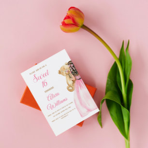 Elegant Blush Pink Rose Sweet Sixteen 16 verjaarda Kaart