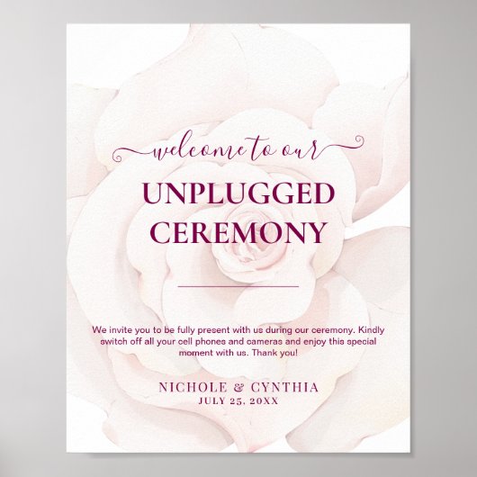 Elegant Blush Pink Rose Waterverf Floral Wedding Poster (Voorkant)