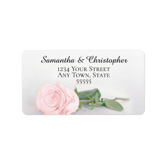 Elegant Blush Pink Rose Weddenschap Adres Etiket (Voorkant)