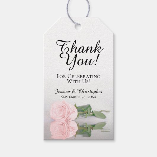 Elegant Blush Pink Rose Weddenschap Bedankt Cadeaulabel (Voorkant)
