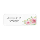 Elegant Blush Pink Roses Adres Etiket (Voorkant)