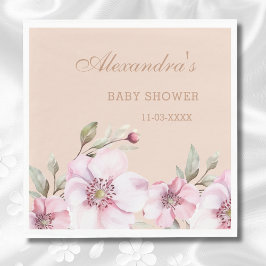 Elegant Blush Pink Roses Floral Baby shower Servet