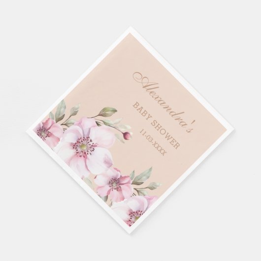 Elegant Blush Pink Roses Floral Baby shower Servet (Hoek)