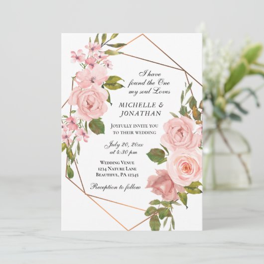 Elegant Blush Pink Roses Floral Christelijk bruilo Kaart (Staand voorkant)