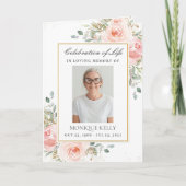 Elegant Blush Pink Roses Floral Foto Funeral Programma (Voorkant)