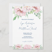 Elegant Blush Pink Roses Floral Wedding Kaart (Voorkant)