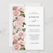 Elegant Blush Pink Roses Floral Wedding Kaart (Voorkant)