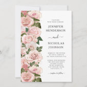 Elegant Blush Pink Roses Floral Wedding Kaart (Voorkant)