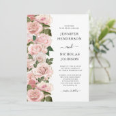 Elegant Blush Pink Roses Floral Wedding Kaart (Staand voorkant)