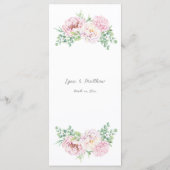 Elegant Blush Pink Roses Floral Wedding Menu (Achterkant)