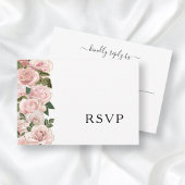 Elegant Blush Pink Roses Floral Wedding RSVP Kaartje