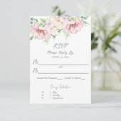 Elegant Blush Pink Roses Floral Wedding RSVP Kaartje (Staand voorkant)