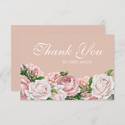 Elegant Blush Pink Roses Hartelijk dank Bedankkaart (Voorkant / Achterkant)